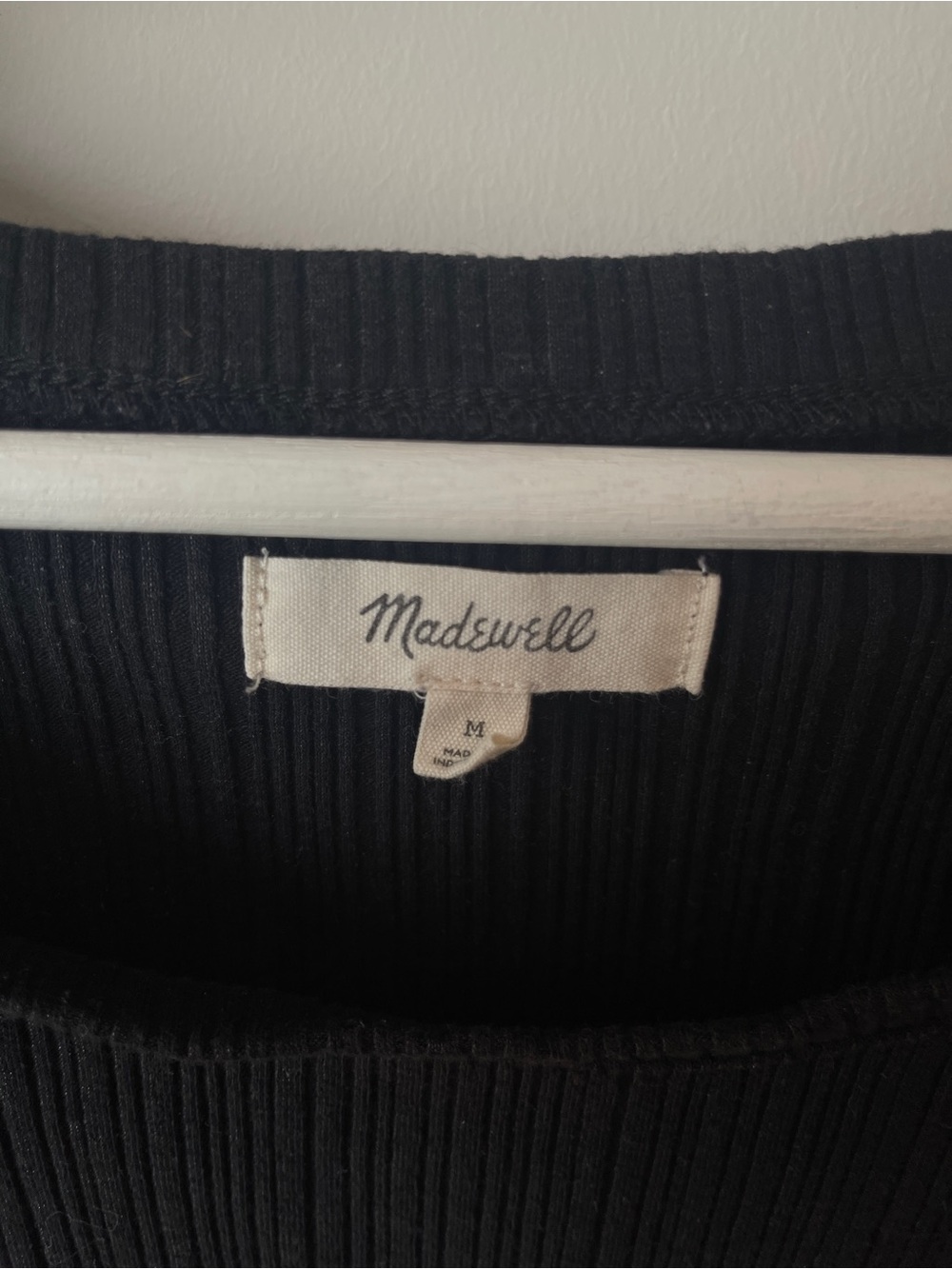 Madewell Black Ribbed Short Puffed Sleeve Blouse - Picture 3 of 4